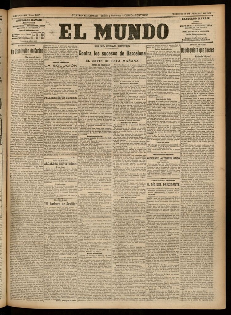 Miniatura de El Mundo del 15 de febrero de 1914 (edición de provincias)