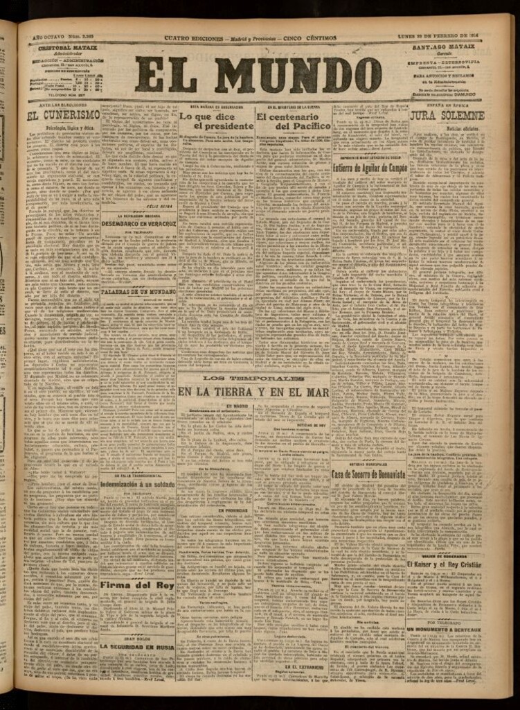 Miniatura de El Mundo del 23 de febrero de 1914 (edición de provincias)