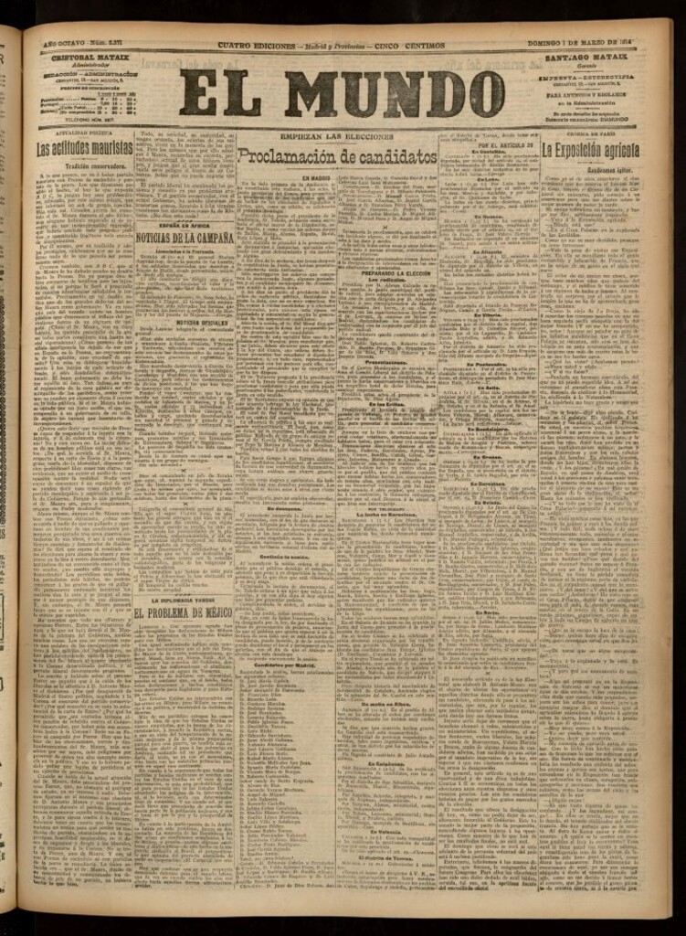 Miniatura de El Mundo del 1 de marzo de 1914 (edición de provincias)