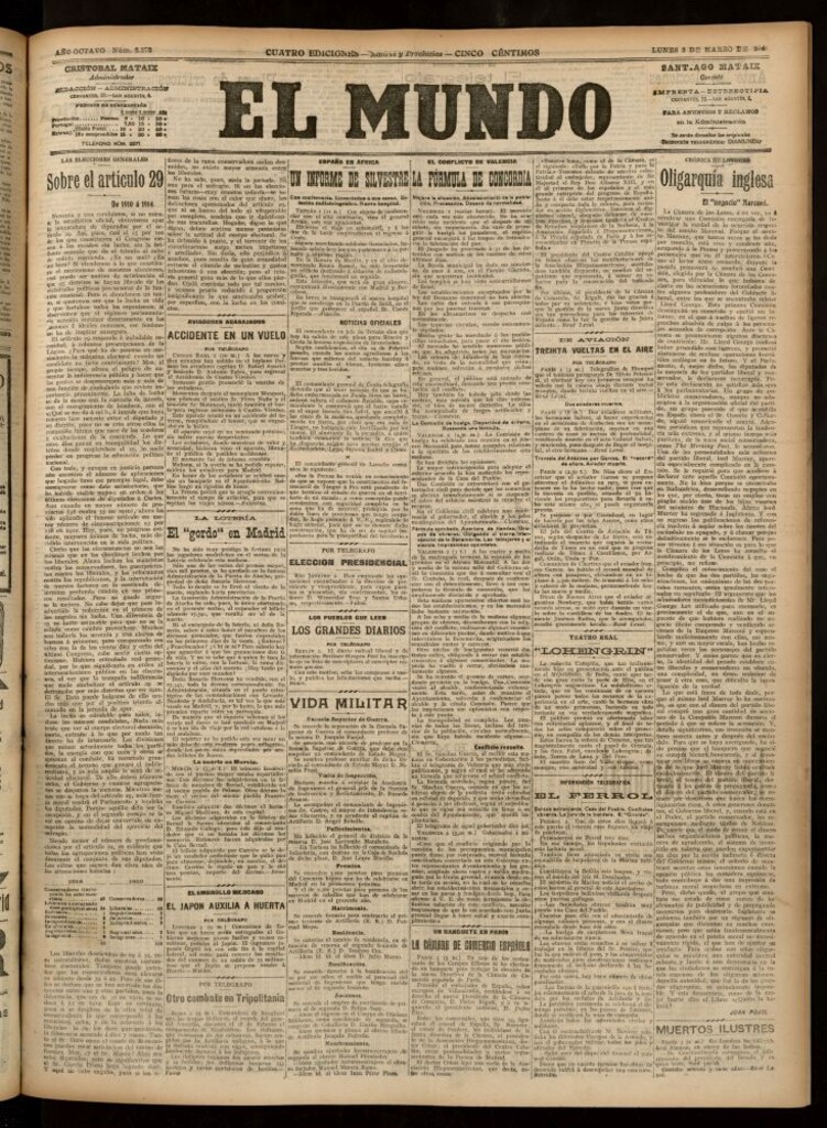 Miniatura de El Mundo del 2 de marzo de 1914 (edición de provincias)