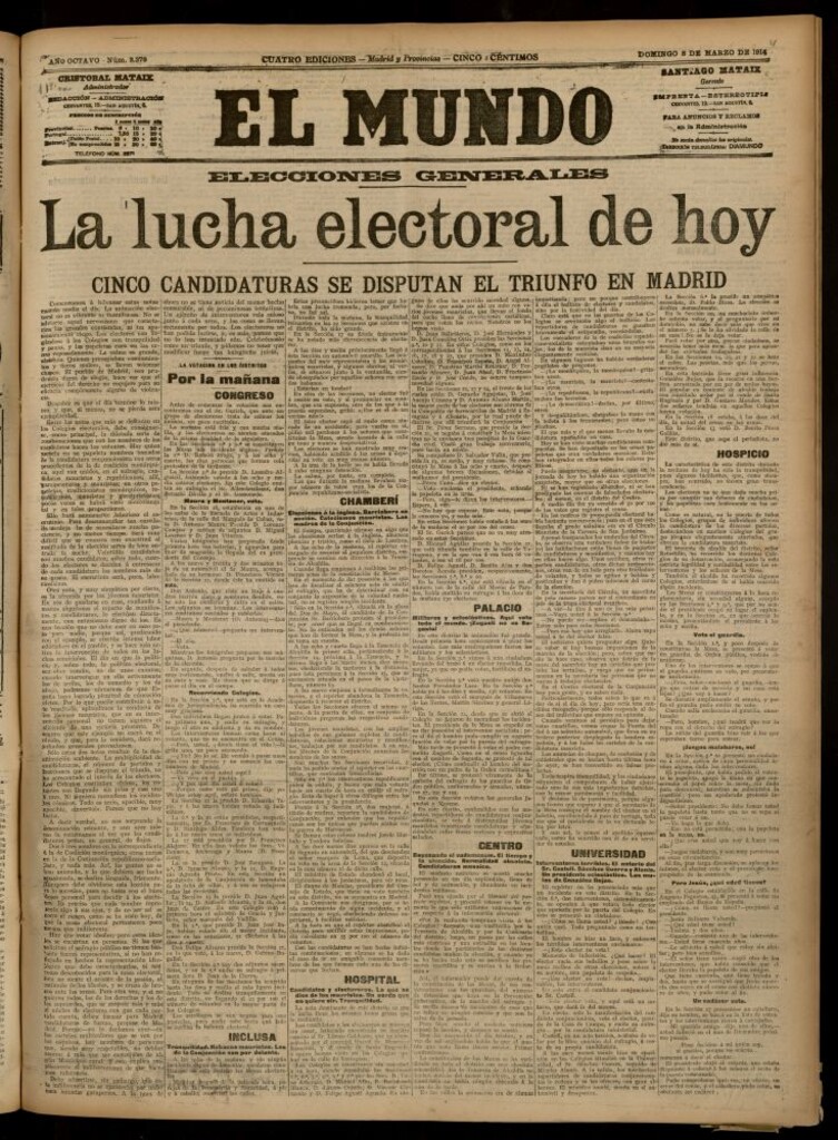 Miniatura de El Mundo del 8 de marzo de 1914 (edición de provincias)