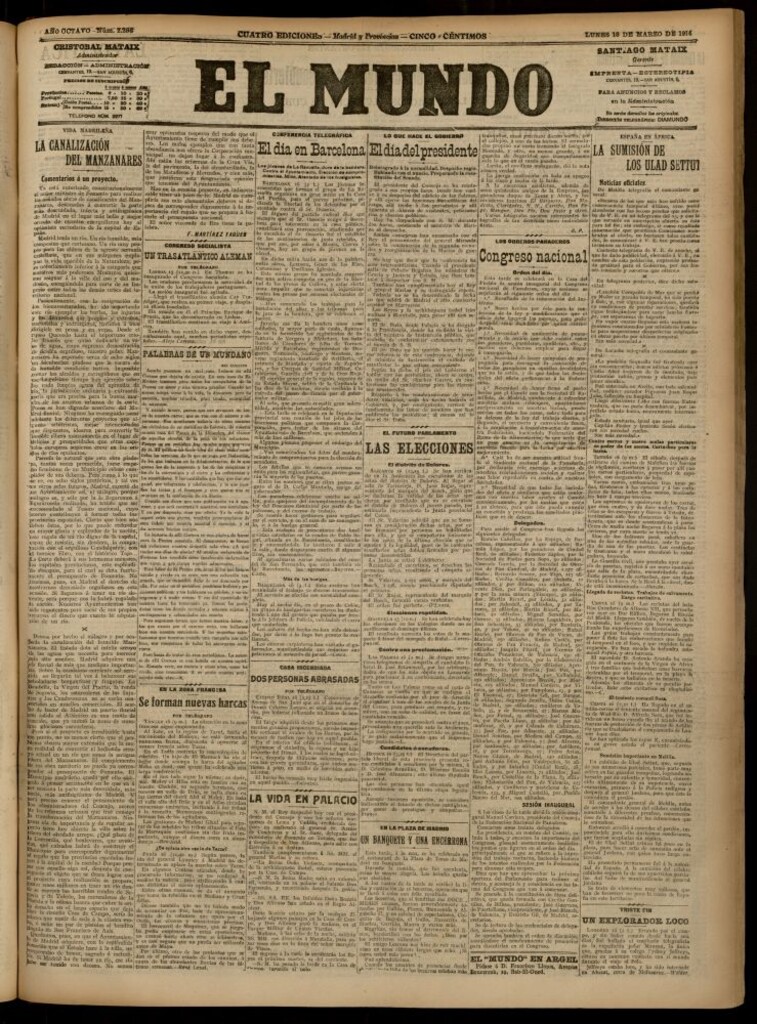 Miniatura de El Mundo del 16 de marzo de 1914 (edición de provincias)