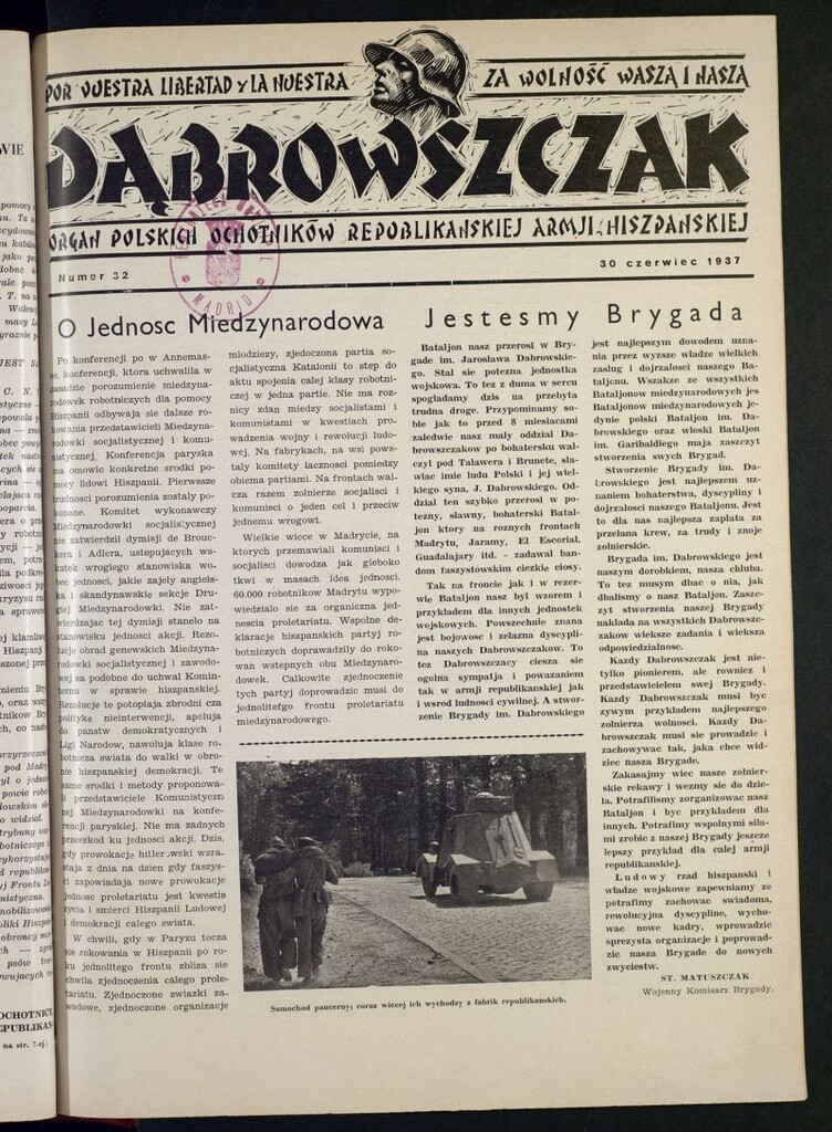 Miniatura de Dabrowszczak : organ bataljonu im. J. Dabrowskiego : 12ª Brygada Miedzynarodowa. 30 czerwiec, 1937
