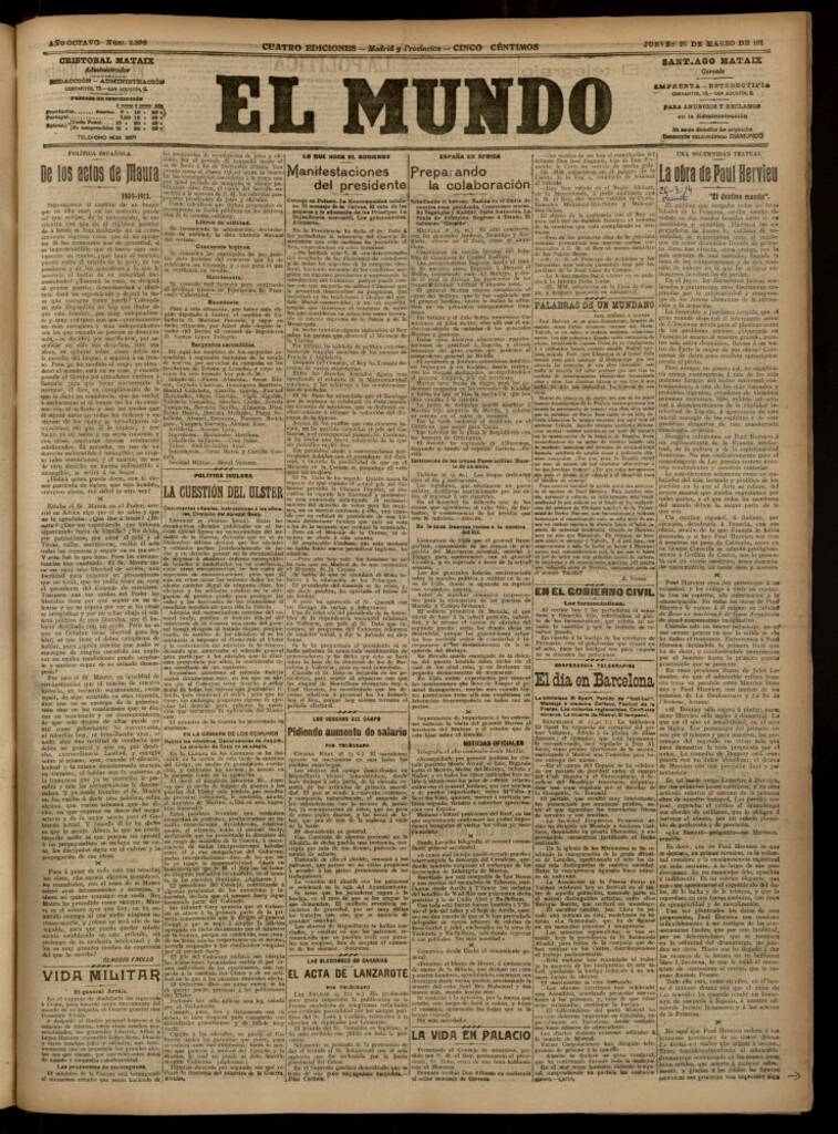 Miniatura de El Mundo del 26 de marzo de 1914 (edición de provincias)