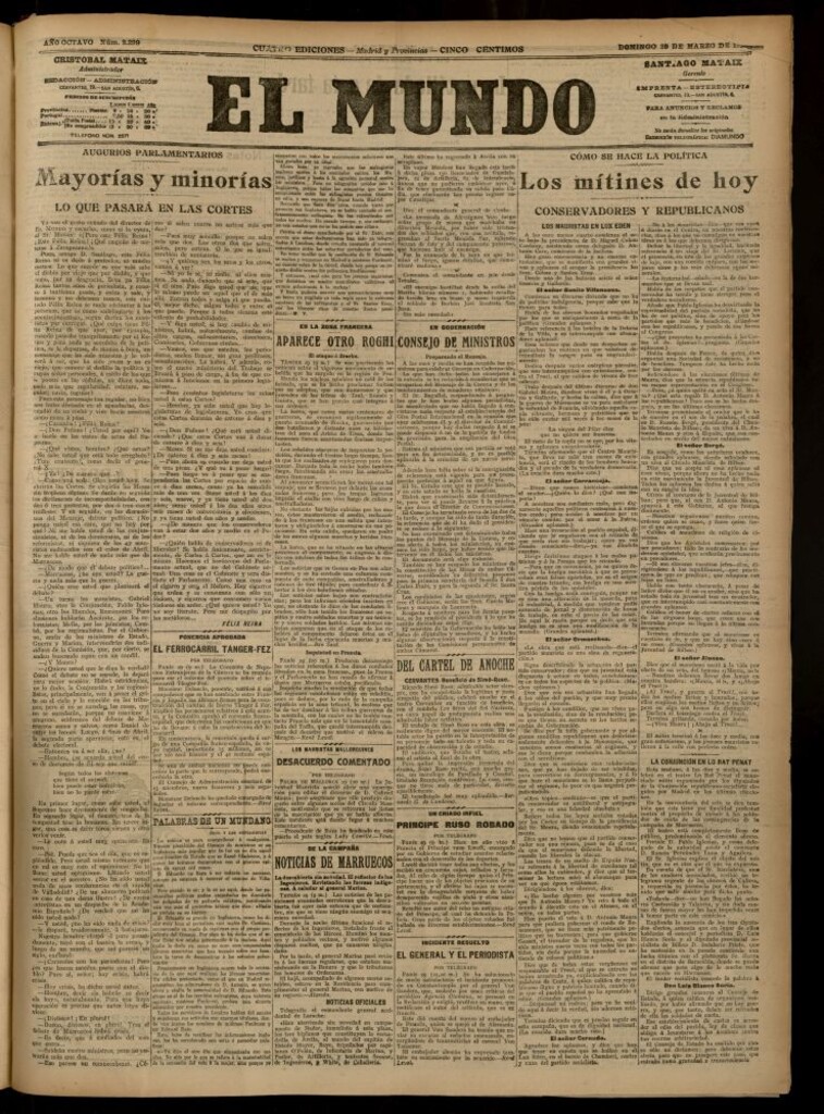 Miniatura de El Mundo del 29 de marzo de 1914 (edición de provincias)
