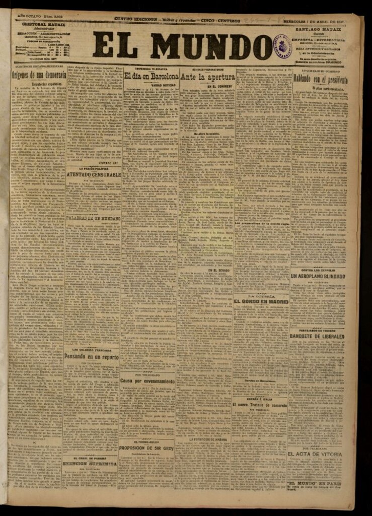 Miniatura de El Mundo del 1 de abril de 1914