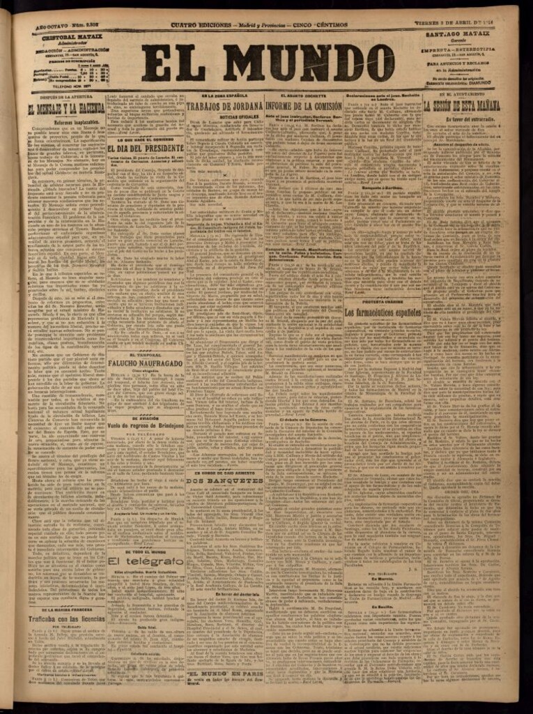 Miniatura de El Mundo del 3 de abril de 1914 (edición de provincias)