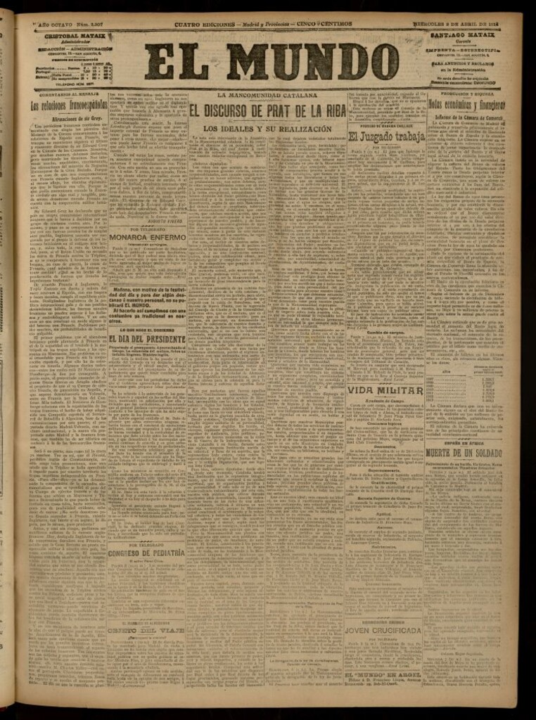 Miniatura de El Mundo del 8 de abril de 1914