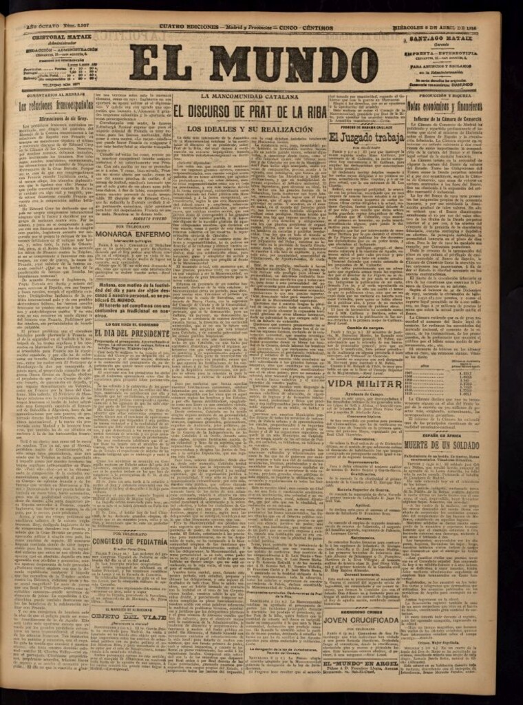 Miniatura de El Mundo del 8 de abril de 1914 (edición de provincias)
