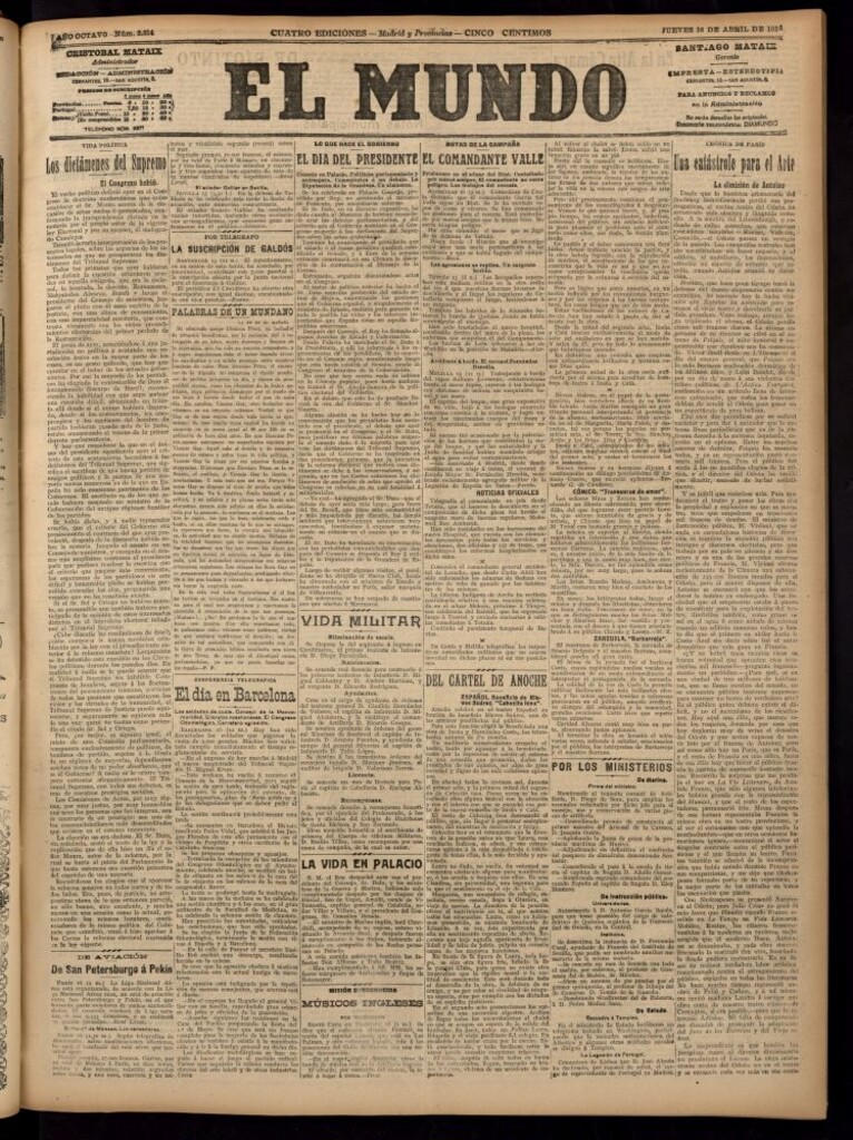 Miniatura de El Mundo del 16 de abril de 1914 (edición de provincias)