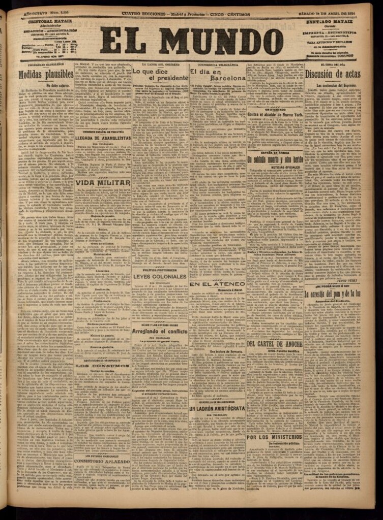 Miniatura de El Mundo del 18 de abril de 1914 (edición de provincias)