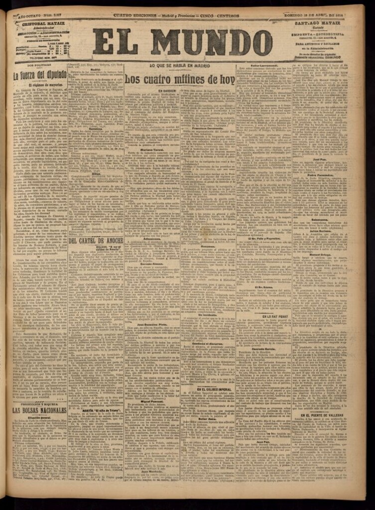 Miniatura de El Mundo del 19 de abril de 1914 (edición de provincias)