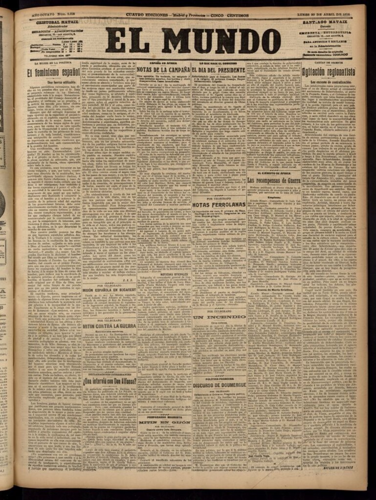 Miniatura de El Mundo del 20 de abril de 1914 (edición de provincias)