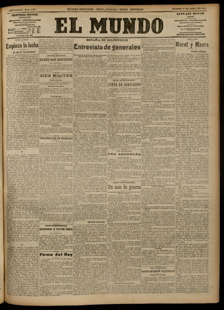 Miniatura de El Mundo del 21 de abril de 1914