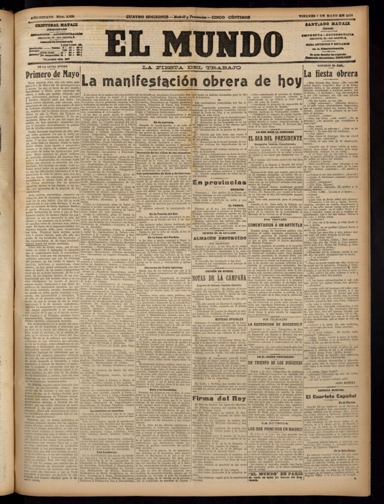 Miniatura de El Mundo del 1 de mayo de 1914 (edición de provincias)