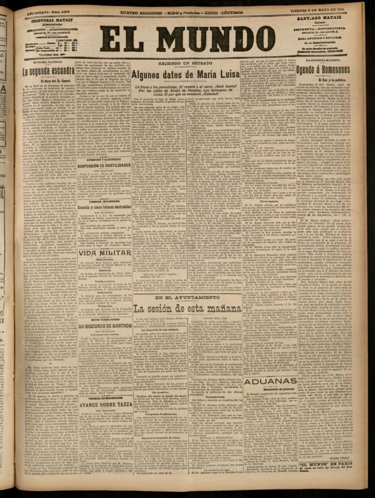 Miniatura de El Mundo del 8 de mayo de 1914 (edición de provincias)