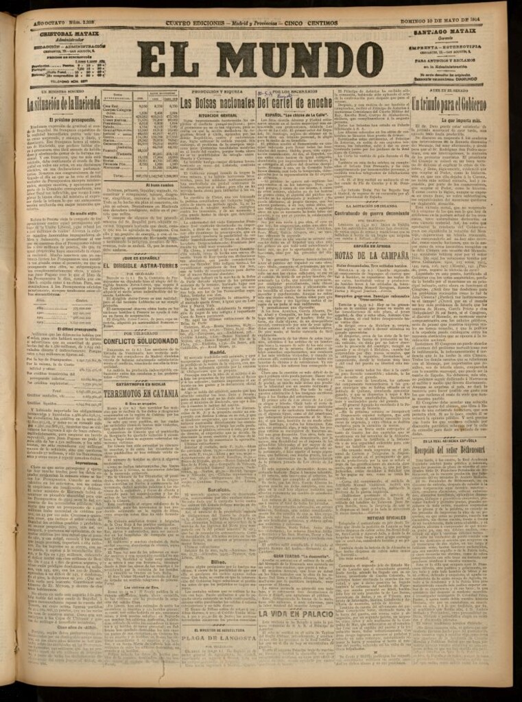 Miniatura de El Mundo del 10 de mayo de 1914 (edición de provincias)