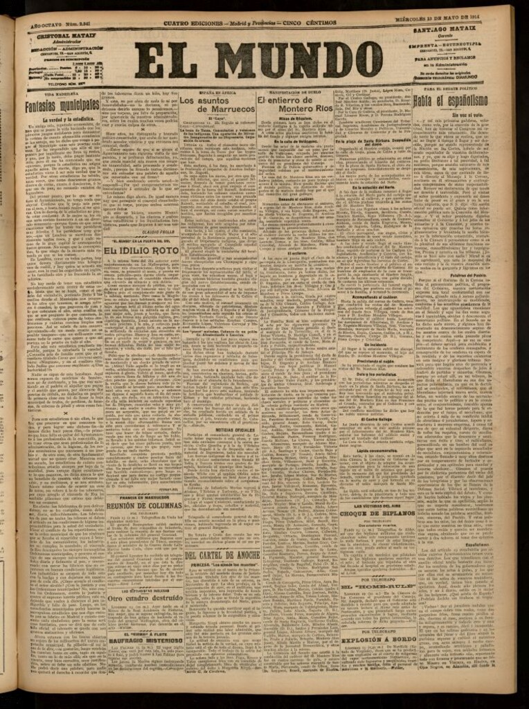 Miniatura de El Mundo del 13 de mayo de 1914 (edición de provincias)