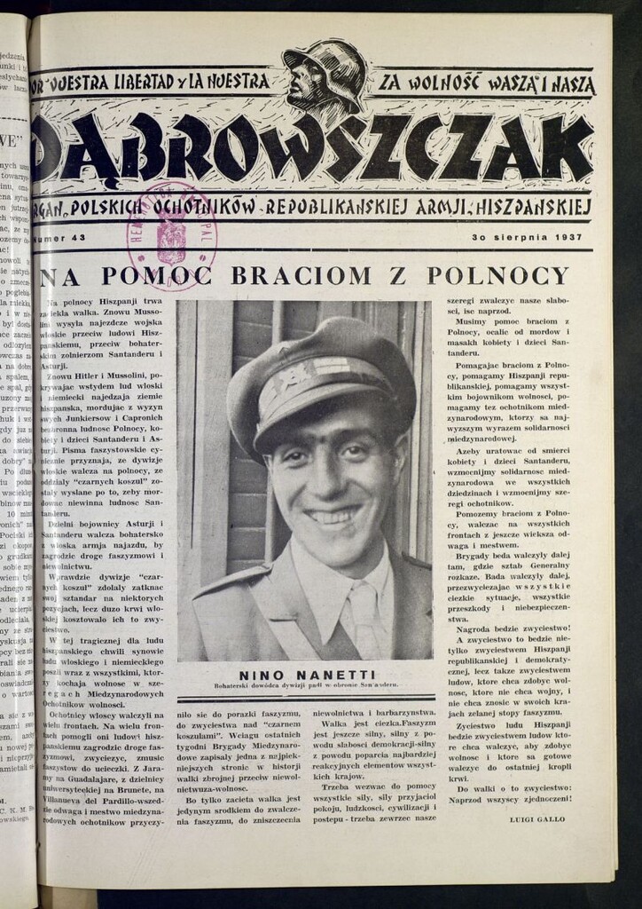 Miniatura de Dabrowszczak : organ bataljonu im. J. Dabrowskiego : 12ª Brygada Miedzynarodowa. 30 sierpnia, 1937