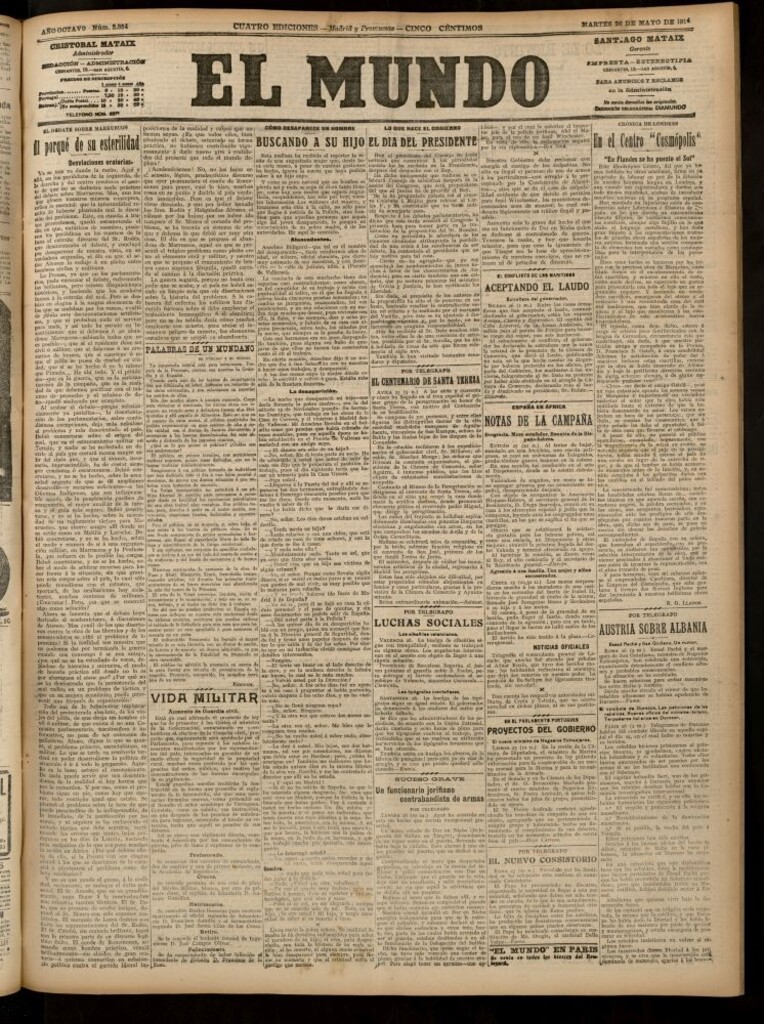 Miniatura de El Mundo del 26 de mayo de 1914 (edición de provincias)