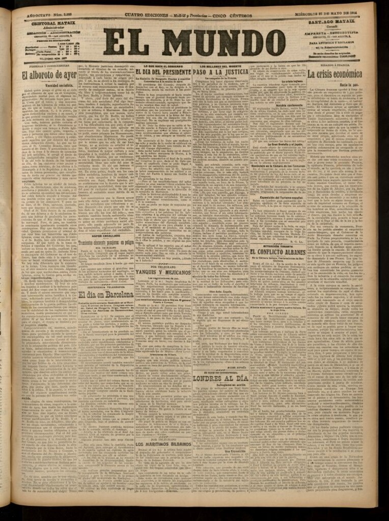 Miniatura de El Mundo del 27 de mayo de 1914 (edición de provincias)