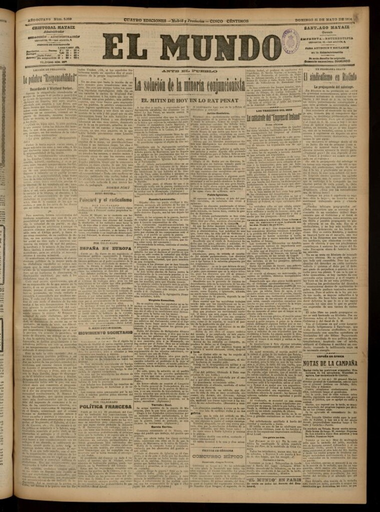 Miniatura de El Mundo del 31 de mayo de 1914