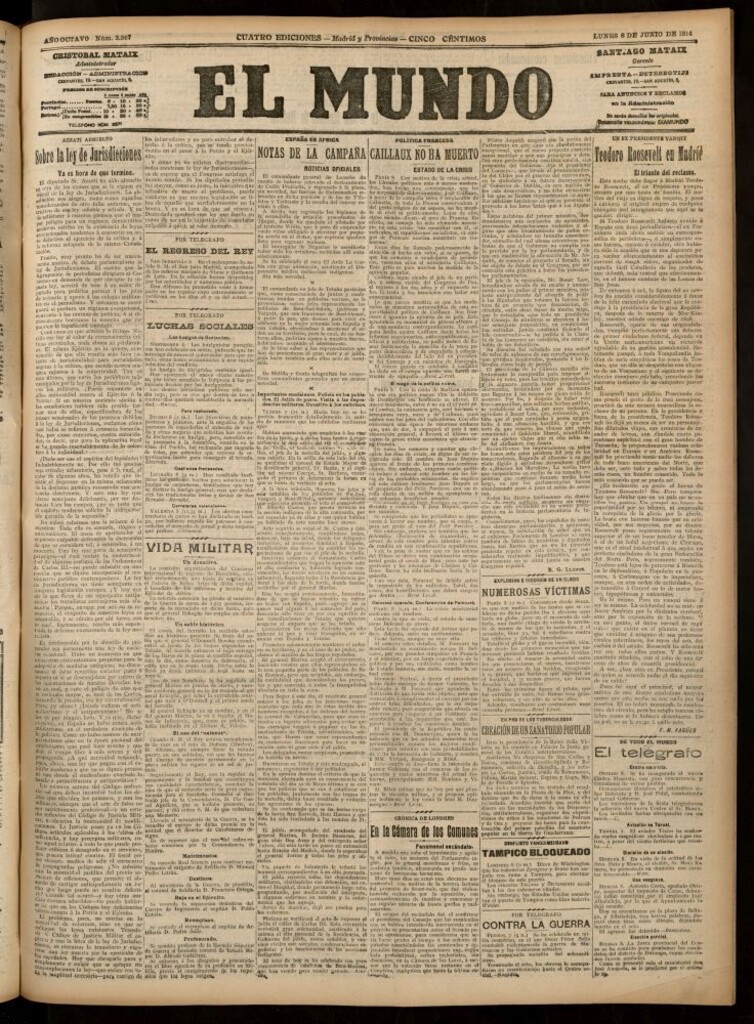 Miniatura de El Mundo del 8 de junio de 1914 (edición de provincias)