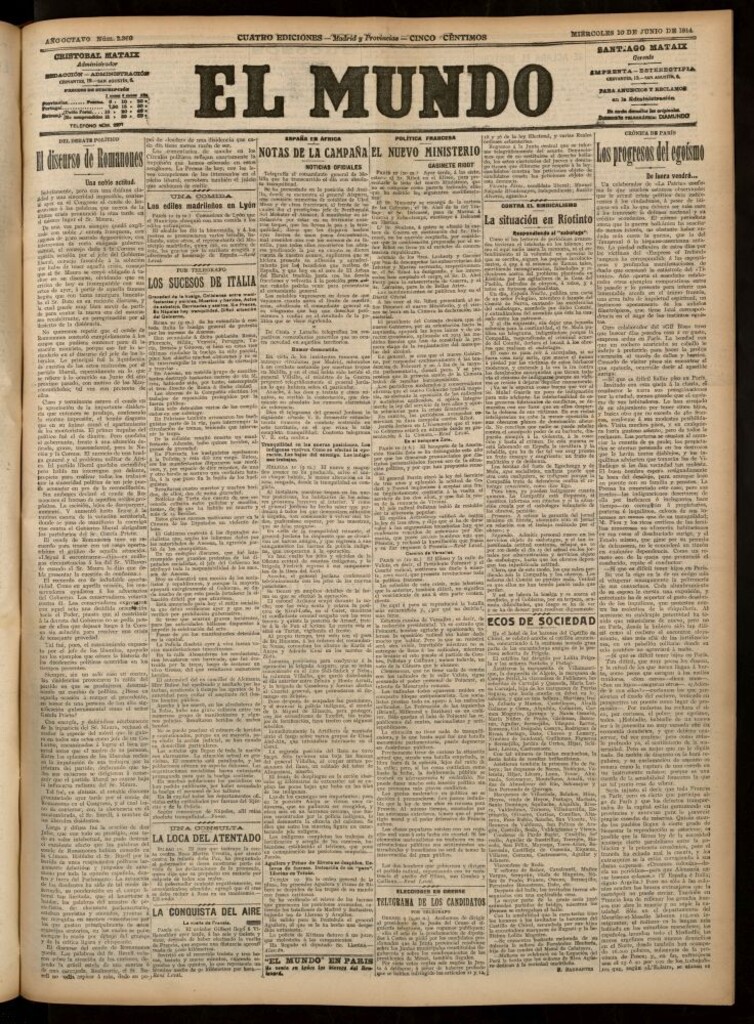 Miniatura de El Mundo del 10 de junio de 1914 (edición de provincias)