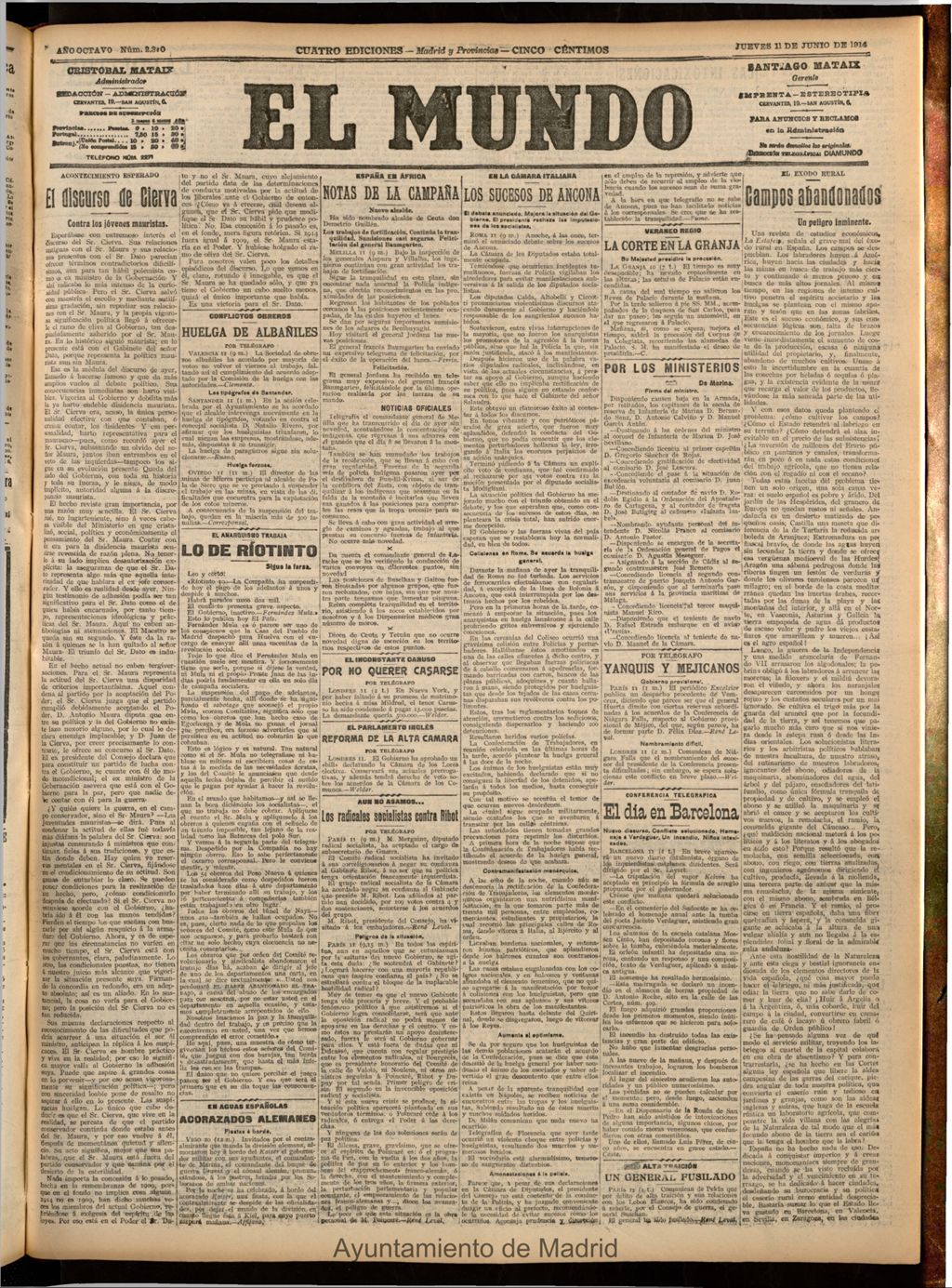 Miniatura de El Mundo del 11 de junio de 1914 (edición de provincias)