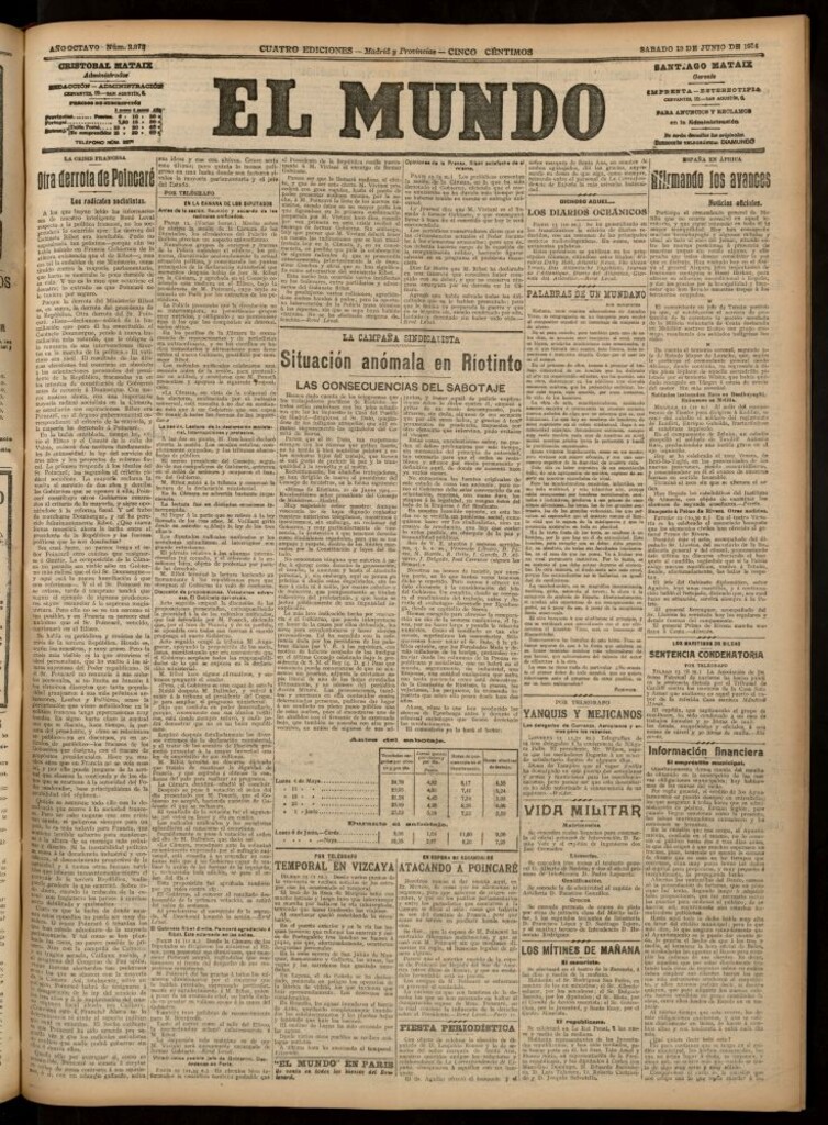 Miniatura de El Mundo del 13 de junio de 1914 (edición de provincias)