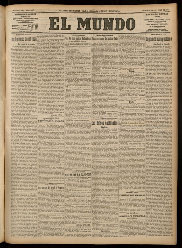 Miniatura de El Mundo del 14 de junio de 1914 (edición de provincias)
