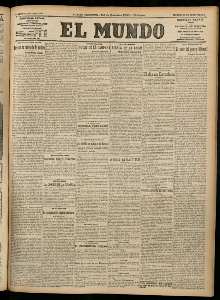 Miniatura de El Mundo del 16 de junio de 1914