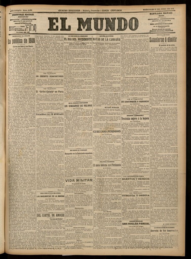 Miniatura de El Mundo del 17 de junio de 1914 (edición de provincias)
