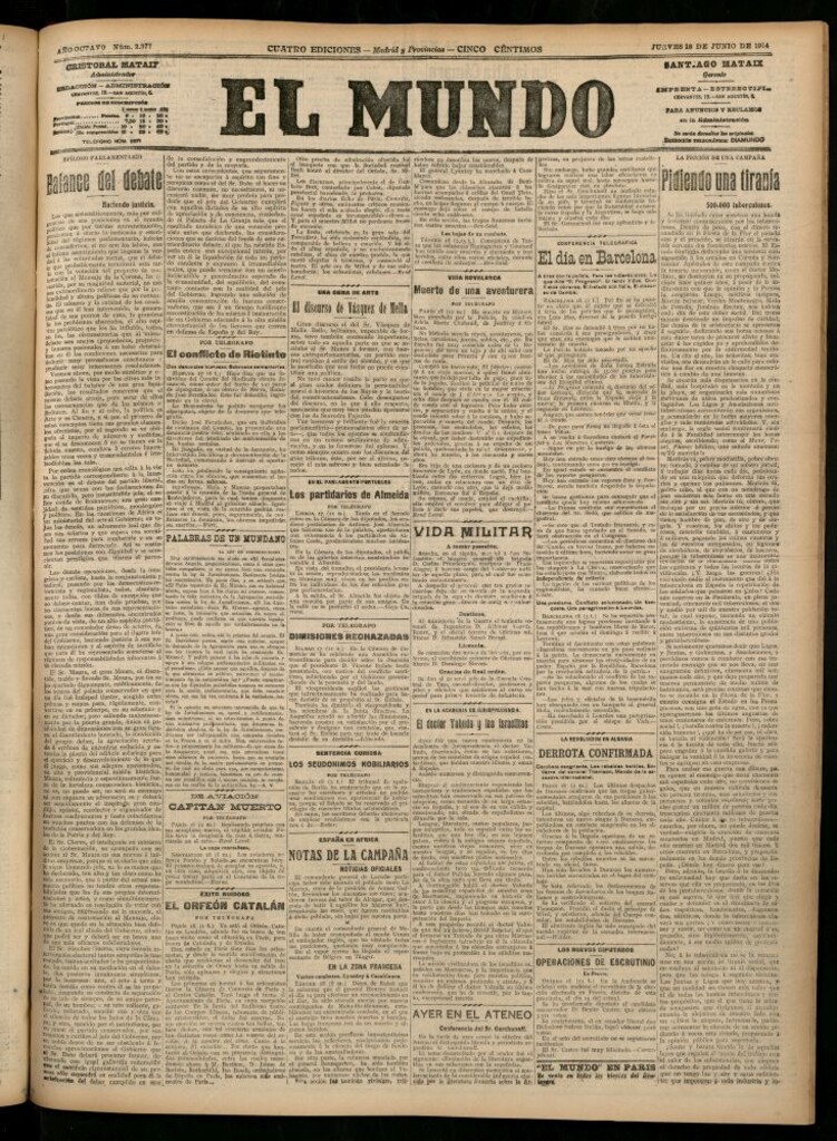 Miniatura de El Mundo del 18 de junio de 1914