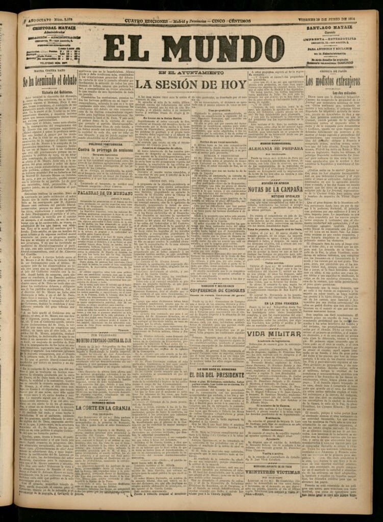 Miniatura de El Mundo del 19 de junio de 1914