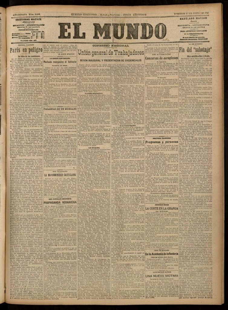 Miniatura de El Mundo del 21 de junio de 1914 (edición de provincias)