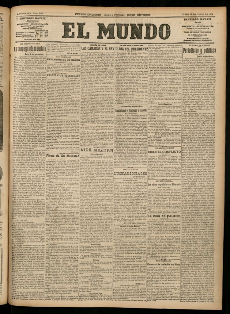 Miniatura de El Mundo del 22 de junio de 1914