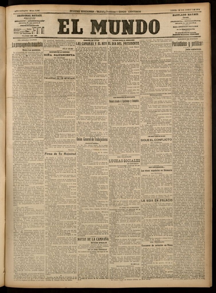 Miniatura de El Mundo del 22 de junio de 1914 (edición de provincias)