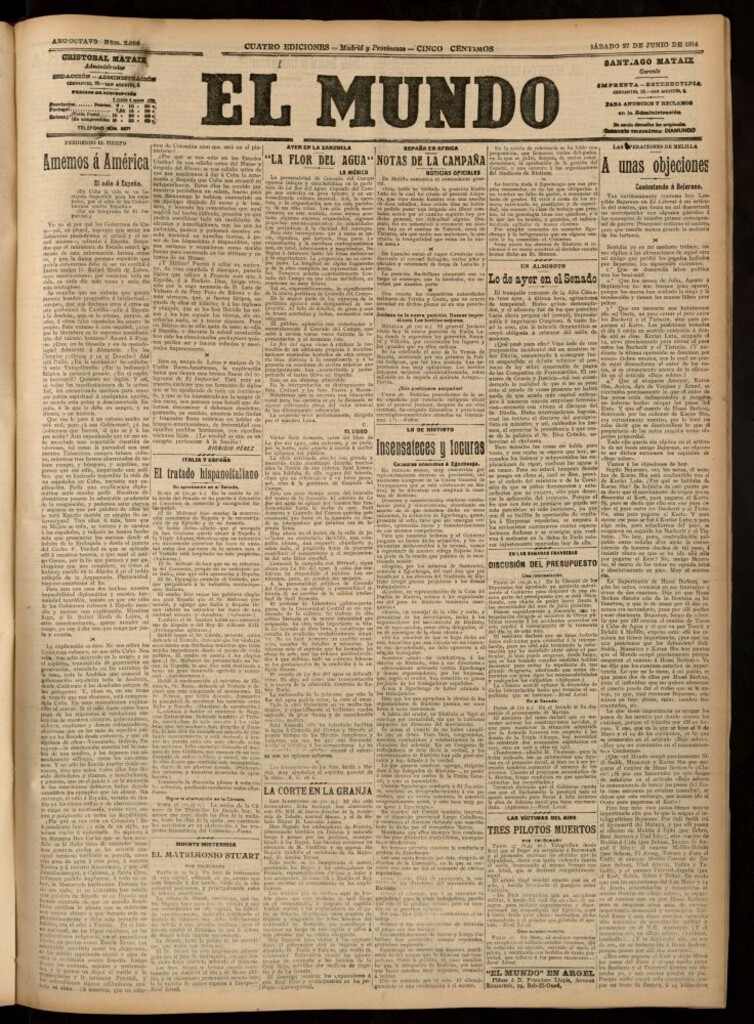 Miniatura de El Mundo del 27 de junio de 1914 (edición de provincias)