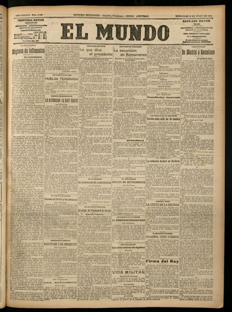 Miniatura de El Mundo del 8 de julio de 1914