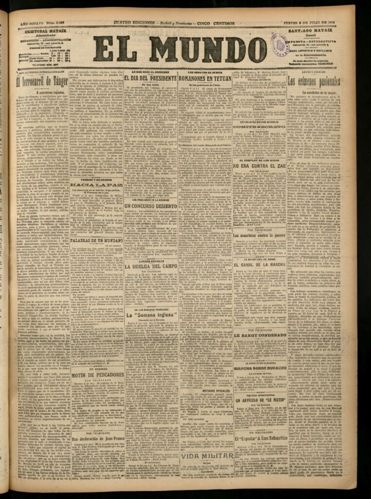 Miniatura de El Mundo del 9 de julio de 1914