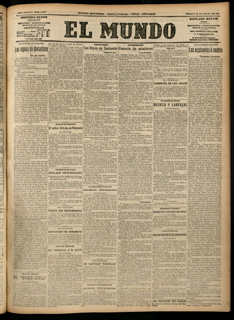 Miniatura de El Mundo del 18 de julio de 1914
