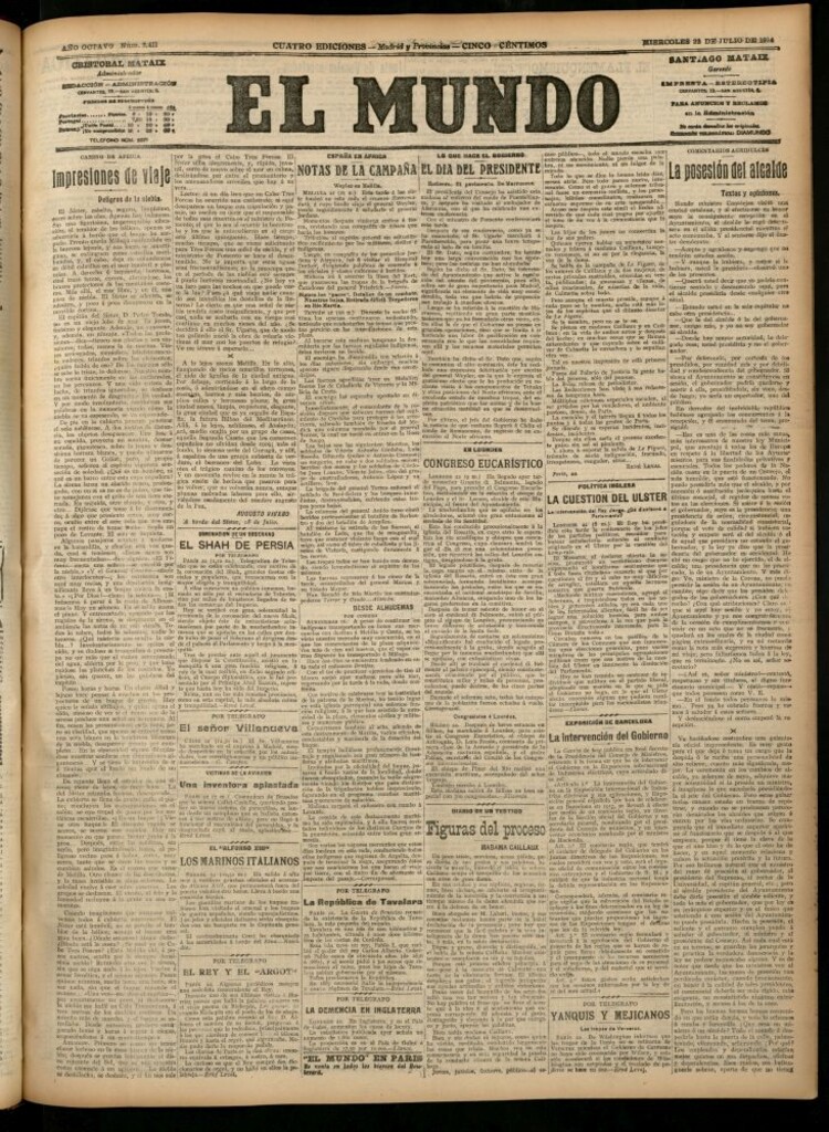Miniatura de El Mundo del 22 de julio de 1914