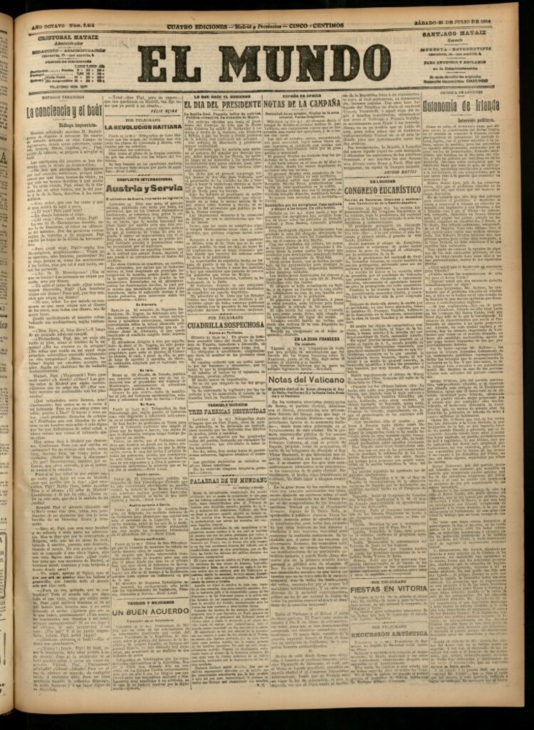 Miniatura de El Mundo del 25 de julio de 1914