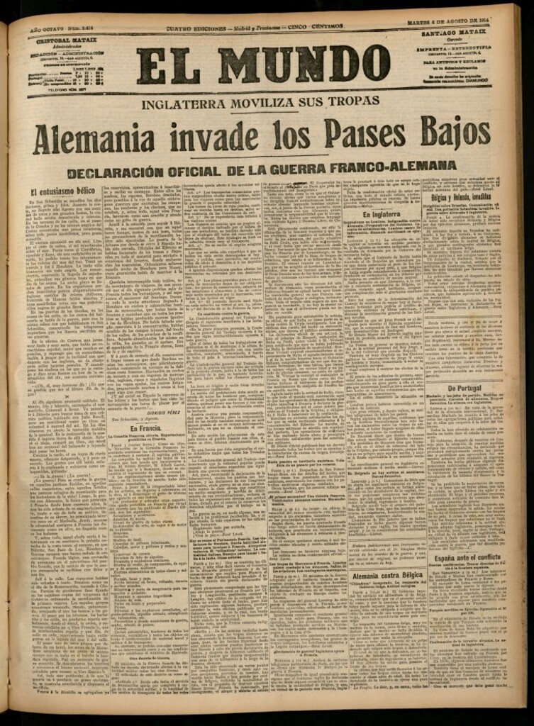 Miniatura de El Mundo del 4 de agosto de 1914