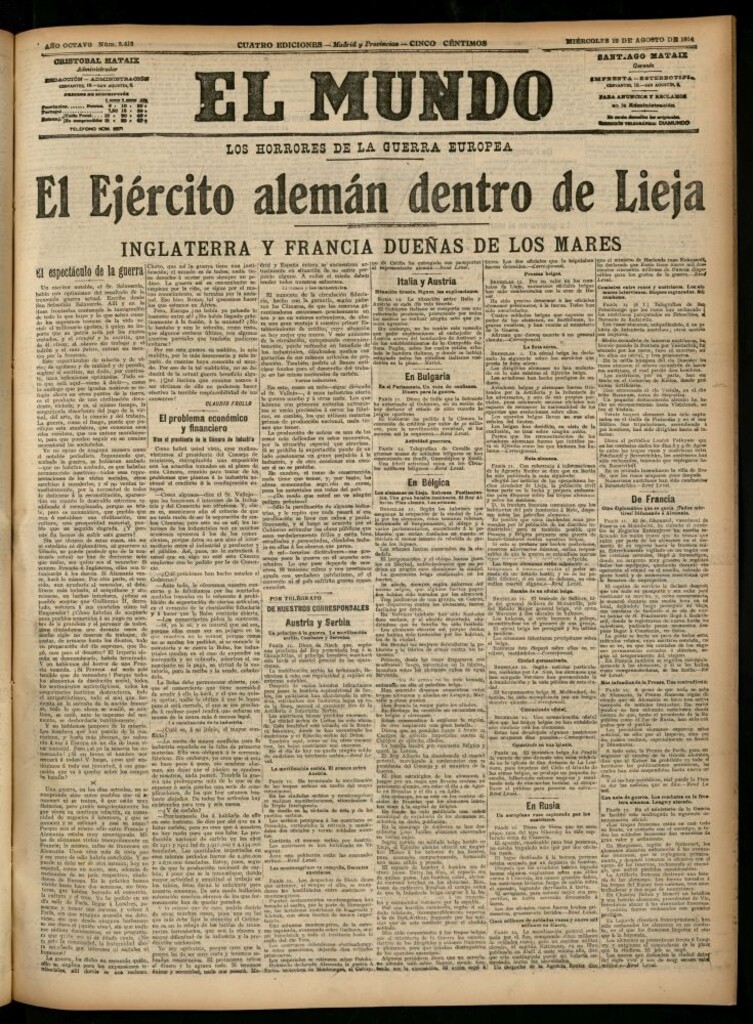 Miniatura de El Mundo del 12 de agosto de 1914