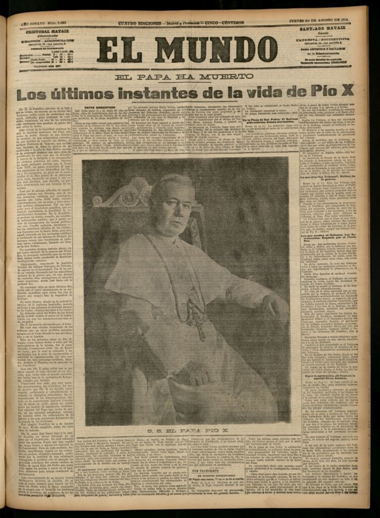 Miniatura de El Mundo del 20 de agosto de 1914