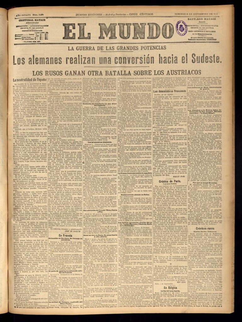 Miniatura de El Mundo del 6 de septiembre de 1914