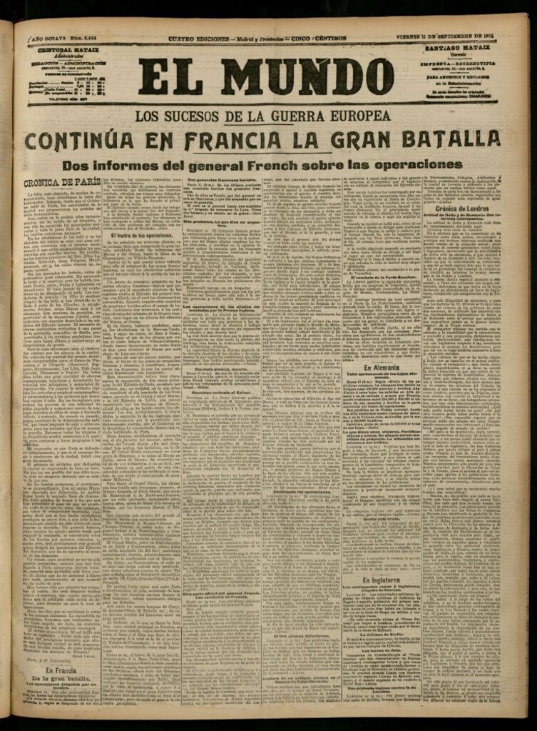Miniatura de El Mundo del 11 de septiembre de 1914