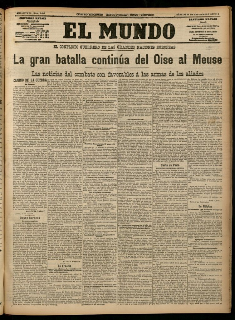 Miniatura de El Mundo del 19 de septiembre de 1914